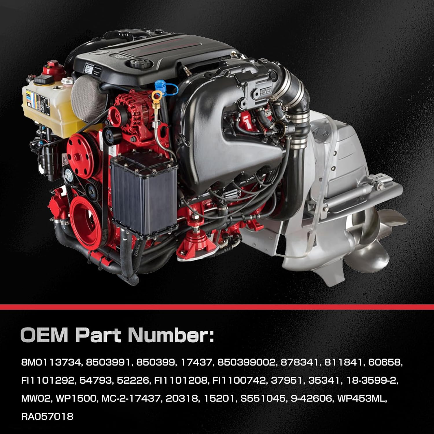 BHB Sea Water Pump Assembly Compatible With Mercruiser OMC Volvo Penta Sierra Mallory GM Marine Engine Circulation 4.3L 5.0L 5.7L V6 V8 Replacement for 8M0113734 46-8M0113734 3853850 18-684M