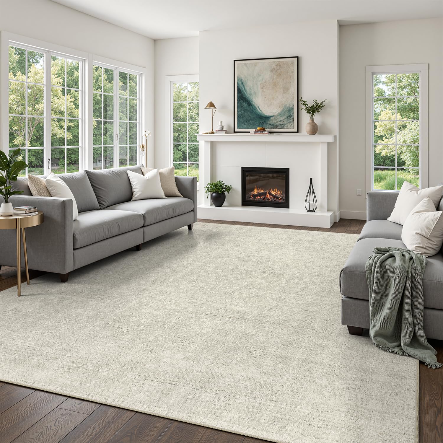 DCX 4x6 Beige Neutral Washable Rug