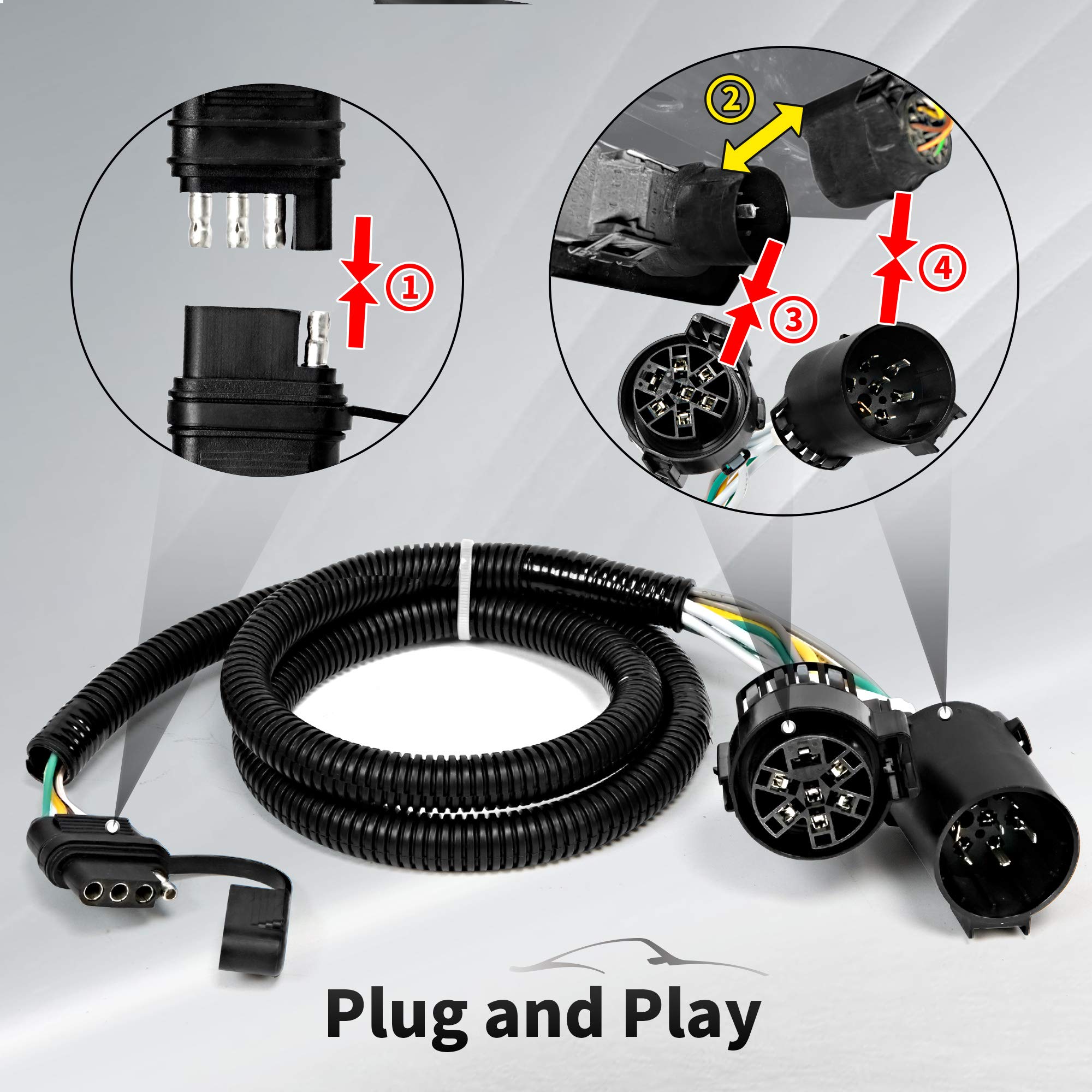 OEDRO Hard Trifold Truck Bed Tonneau Cover with Builtin LED Running