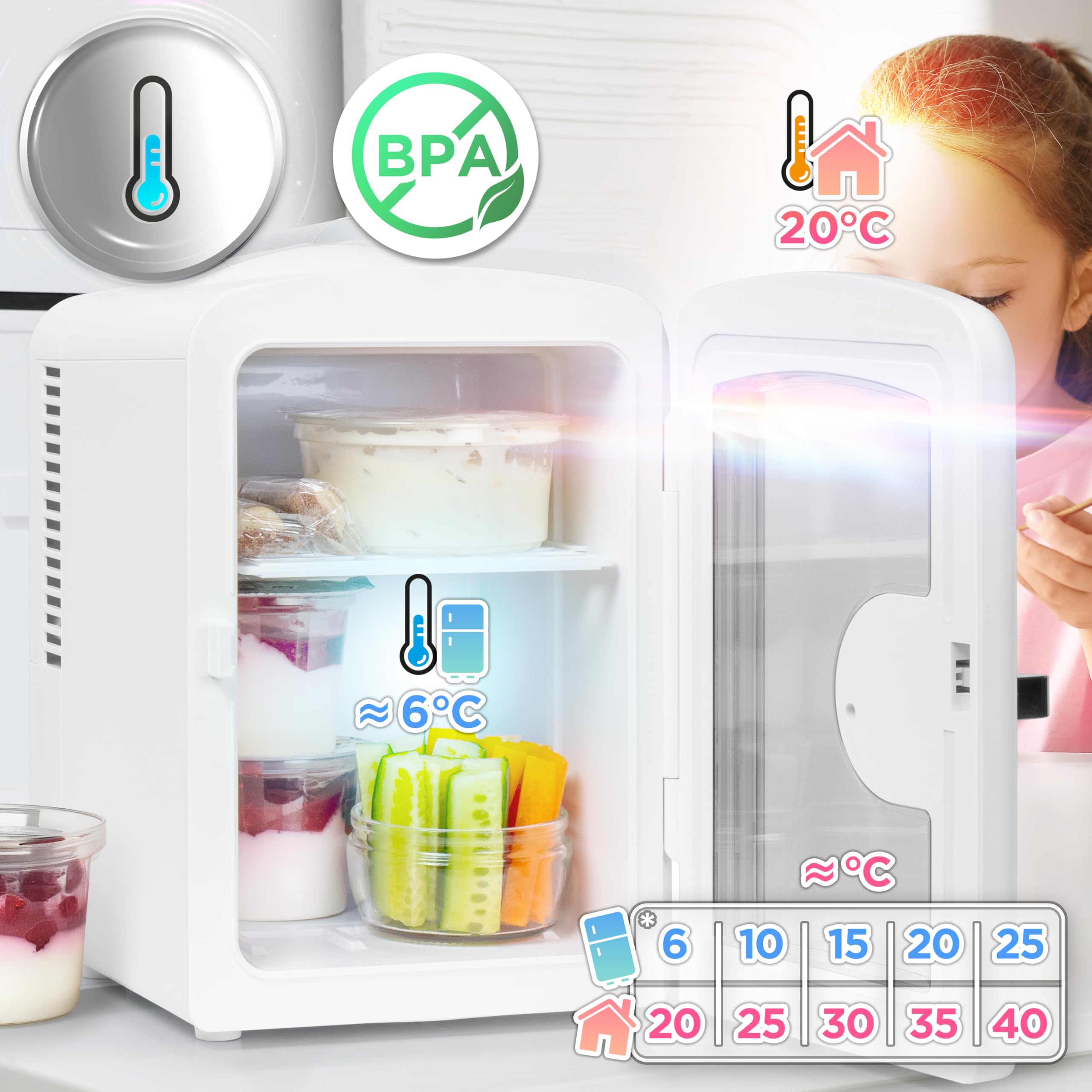 Duronic MFW4 WE Mini réfrigérateur 42W 4 litres Congélateur pour boisson snacks