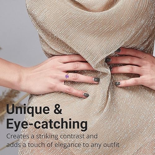 Miniatura 2 de Shop LC Purple Amethyst Promise Engagement Rings for Women 14K Rose Gold Plated 925 Sterling Silver Bride Birthday Gifts