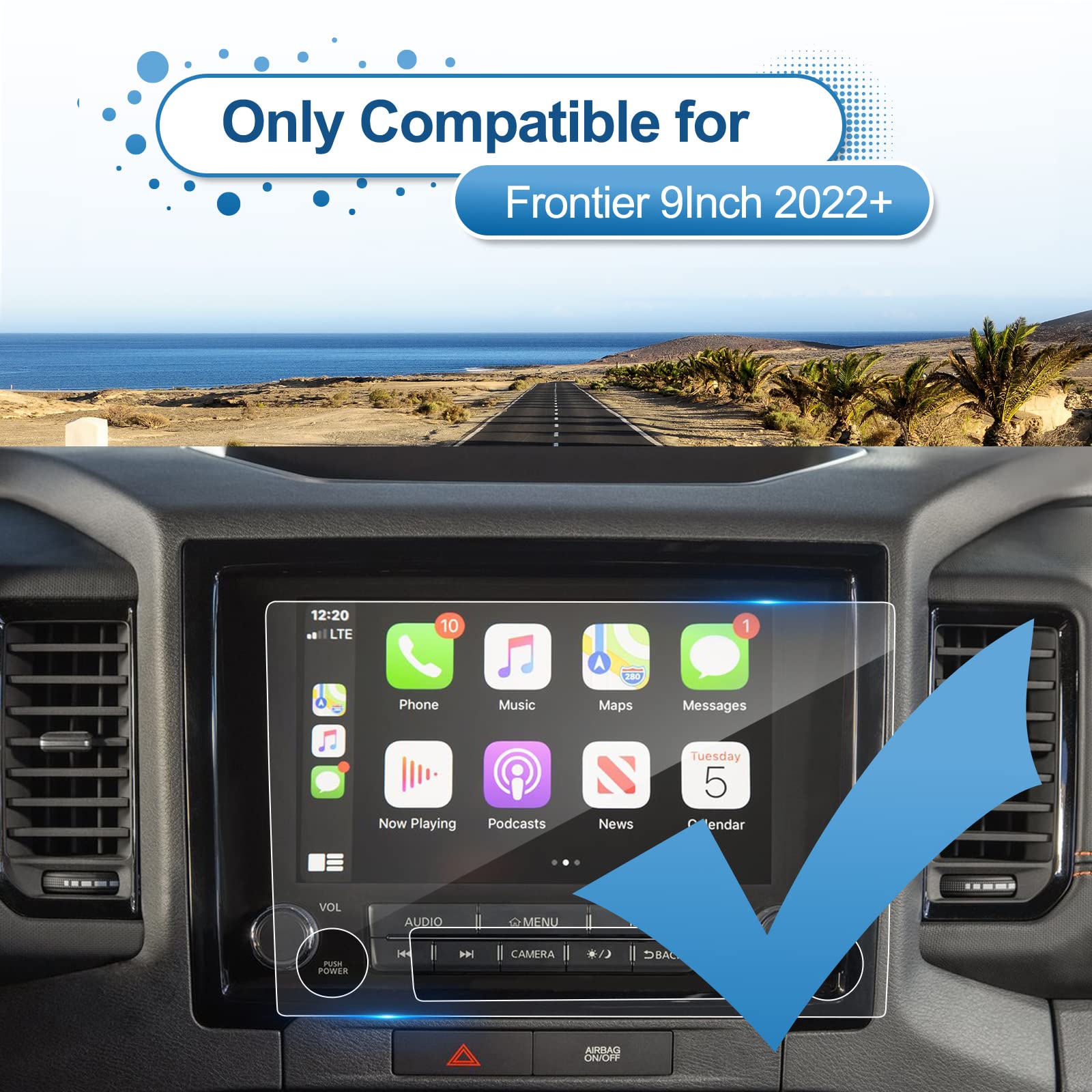 Coleya 2022 2023 2024 Frontier Screen Protector for Nissan Frontier (Pro-X/Pro-4X) 9-inch Touch Screen, 9H Tempered Glass 2024 2023 Frontier Pickup Accessories HD Transparent Protective Film 9