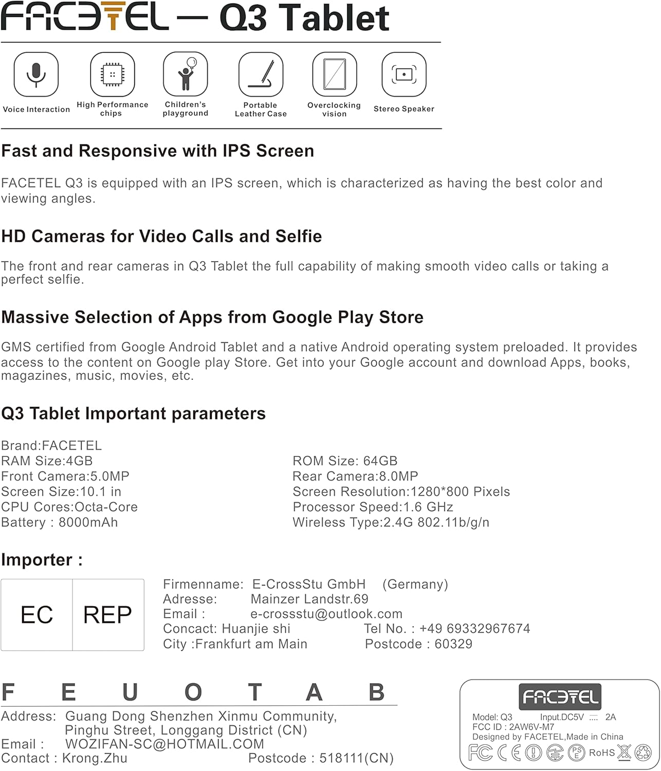 FACETEL Tablet 10 Pollici Android Tablet PC Octa-Core 4GB + 64GB MicroSD 128GB, Google GMS | 8000mAh | IPS HD | Doppia Fotocamera | Bluetooth | Hotspot Mobile | WiFi - Tablet in Offerta, Grey FACETEL Tablet 10 Pollici Android Tablet PC Octa-Core 4GB + 64GB MicroSD 128GB, Google GMS | 8000mAh | IPS HD | Doppia Fotocamera | Bluetooth | Hotspot Mobile | WiFi - Tablet in Offerta, Grey