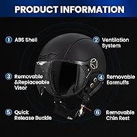 Vista 5 de ILM Casco de bicicleta para adultos, casco de esquí, snowboard para hombres y mujeres, con visera extraíble, orejeras ASTM CPSC y CE Z102