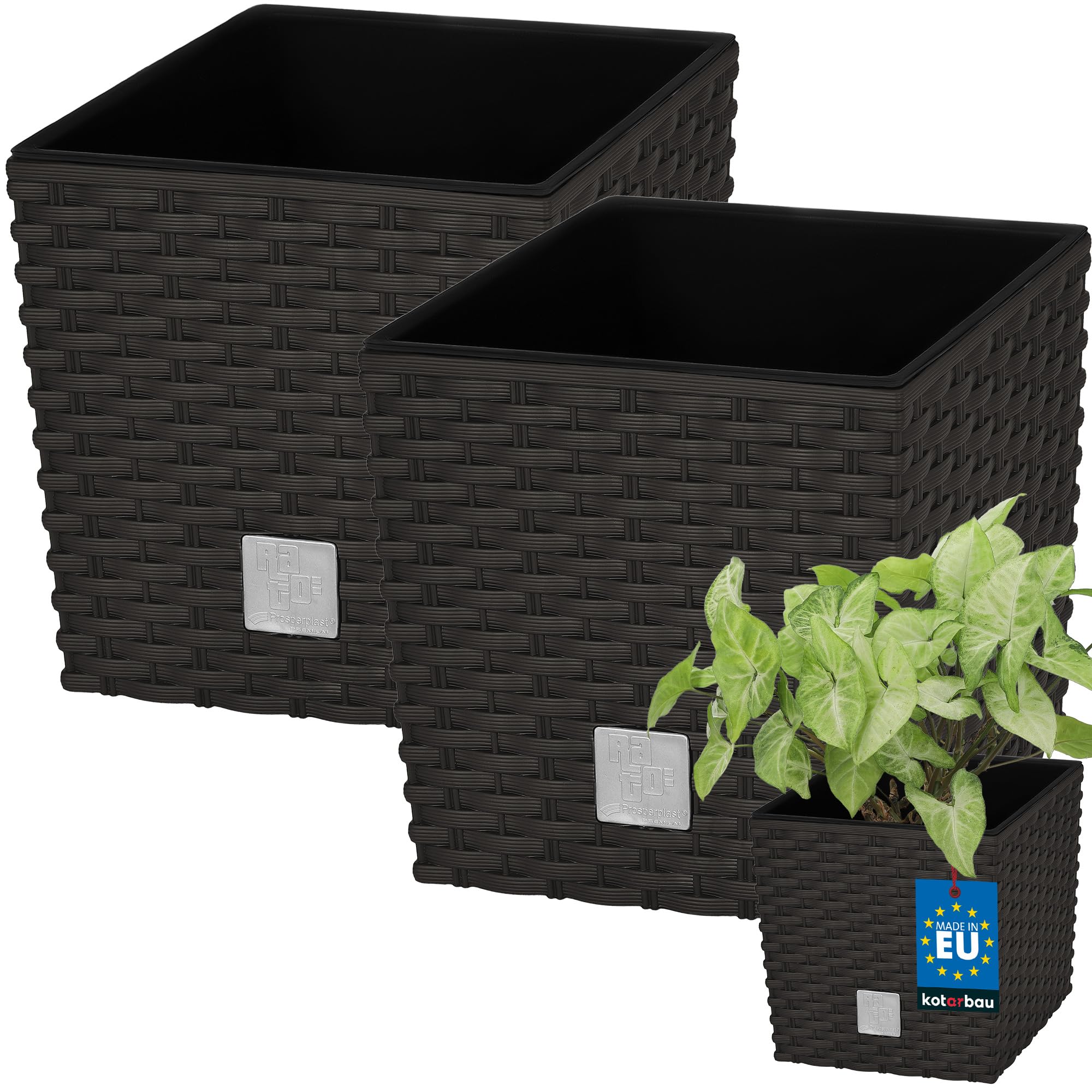 KOTARBAU® Macetero con Maceta Interior, 260 mm, Ratan sintético, Antracita - Gris Oscuro, Maceta Rato con patrón de Trenzado Que imita el Mimbre, Maceta Interior separada, extraíble, Cesta — view 21