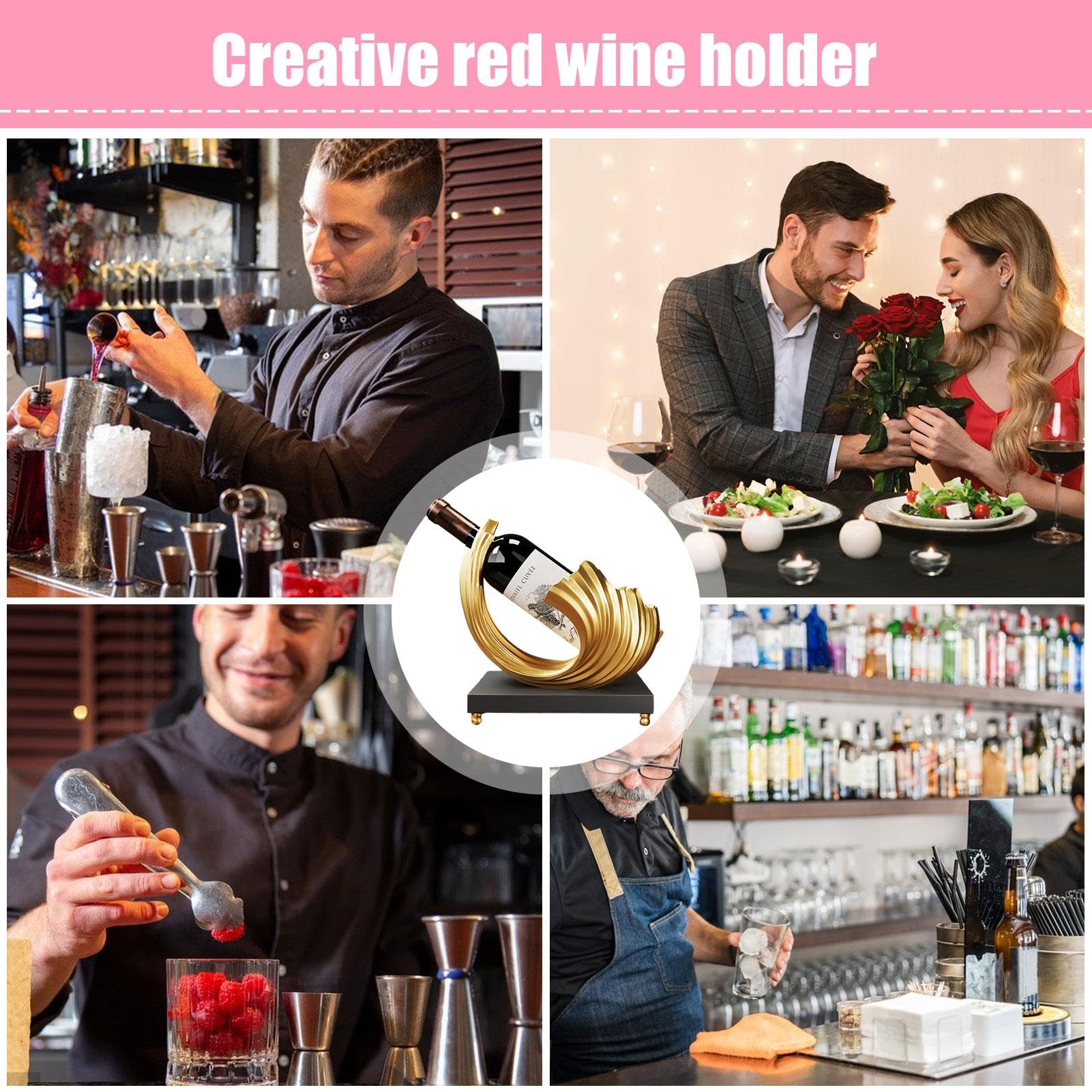 Botellero de mesa – Soporte para botellas de vino de resina, organizador