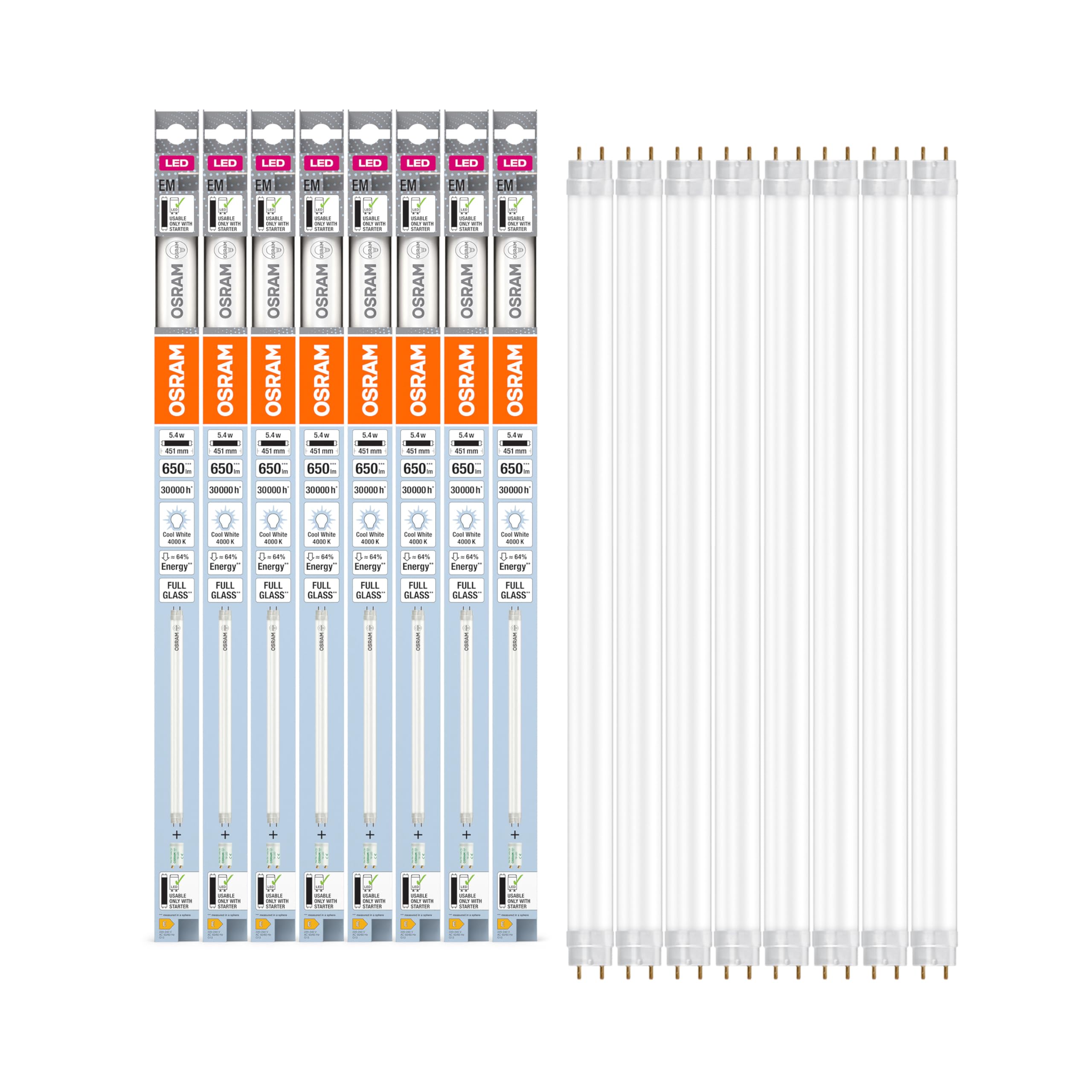 OSRAM LED TUBE T8 15 EM 438 mm, tubo LED lineare, 5.4W, 650lm, 4000K, luce bianca fredda, sostituzione LED per tubi fluorescenti T8 con attacco G13, lunga durata, basso consumo energetico