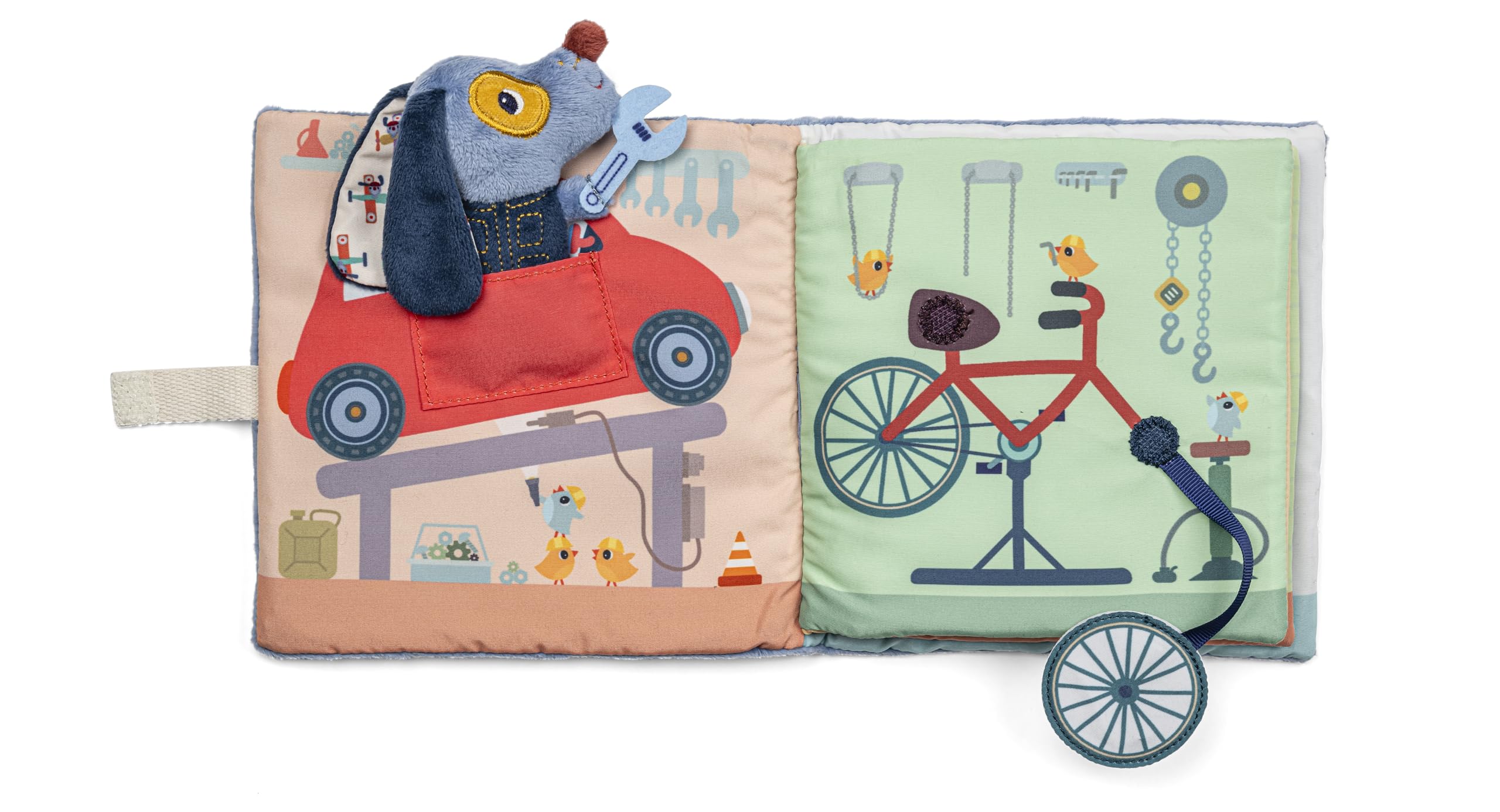 Lilliputiens - Livre d'Activités en Tissu - Le Garage de Jules - Jouet Educatif pour Voyage & Maison - Développement des Sens & Coordination - Dès 12 Mois - 83585
