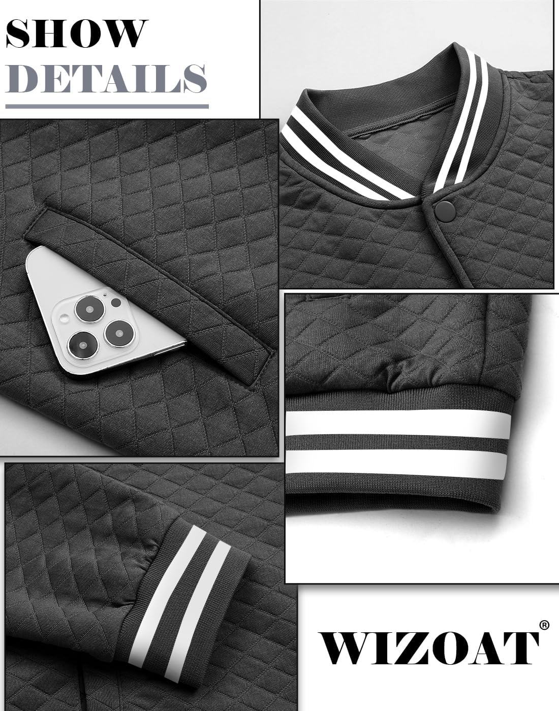 Mens Varsity Jacket Lightweight Jacket Causal Waffle Letterman Bomber Jackets