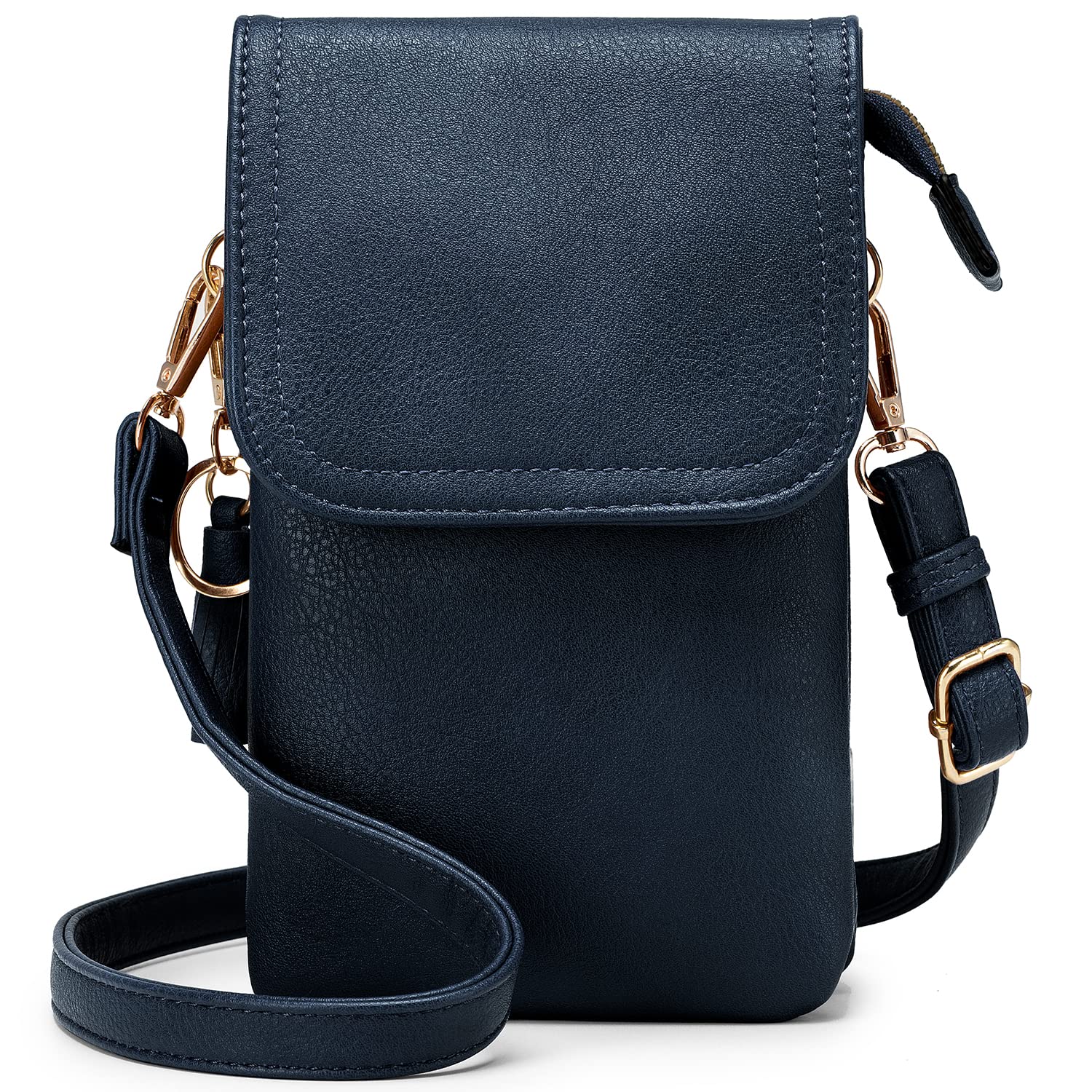 DOB SECHS Borsa A Tracolla Per Telefono – Blu, Pelle PU, 3 Slot Carte, Touchscreen, Per Smartphone 6.7'' - 2