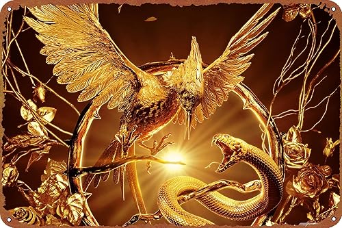 Póster de la película Hunger Games Ballad of Songbirds and Snakes de aspecto vintage, letrero de metal de estaño, decoración de pared, 8 x 12