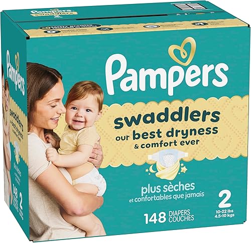 Miniatura 15 de Pañales Pampers Swaddlers, Talla 2 (4.5-10 kg), 148 unidades, absorbentes, mantiene al bebé seco y cómodo, pañal desechable seguro para la piel