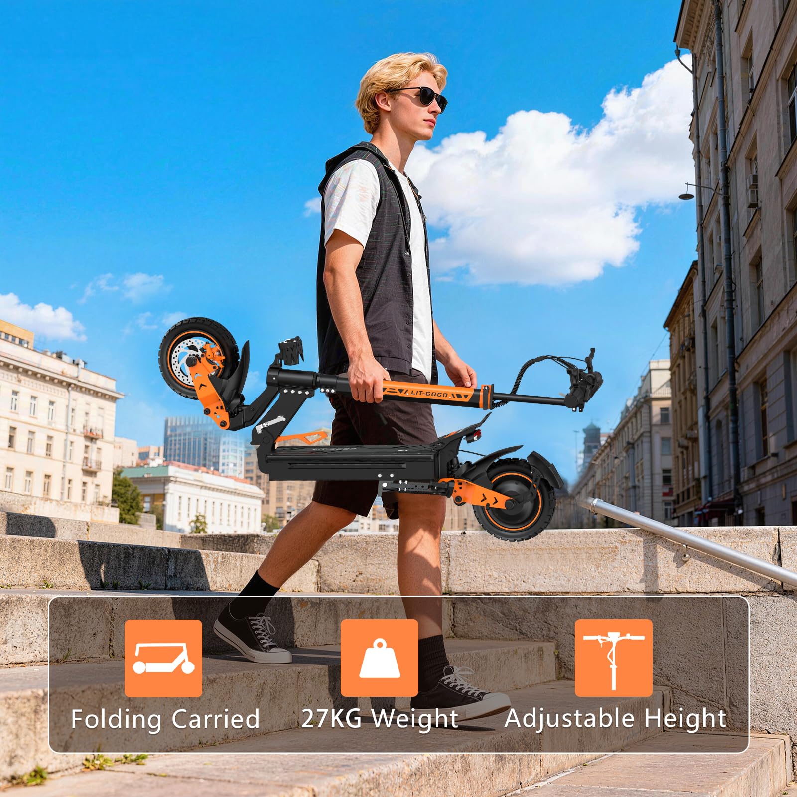 Z1 E Trottinette électrique, scooter électrique max. 20 km/h, autonomie jusqu'à 50 km, jusqu'à 20 % de pente, pneus pneumatiques de 10" et connexion par application, trottinette électrique
