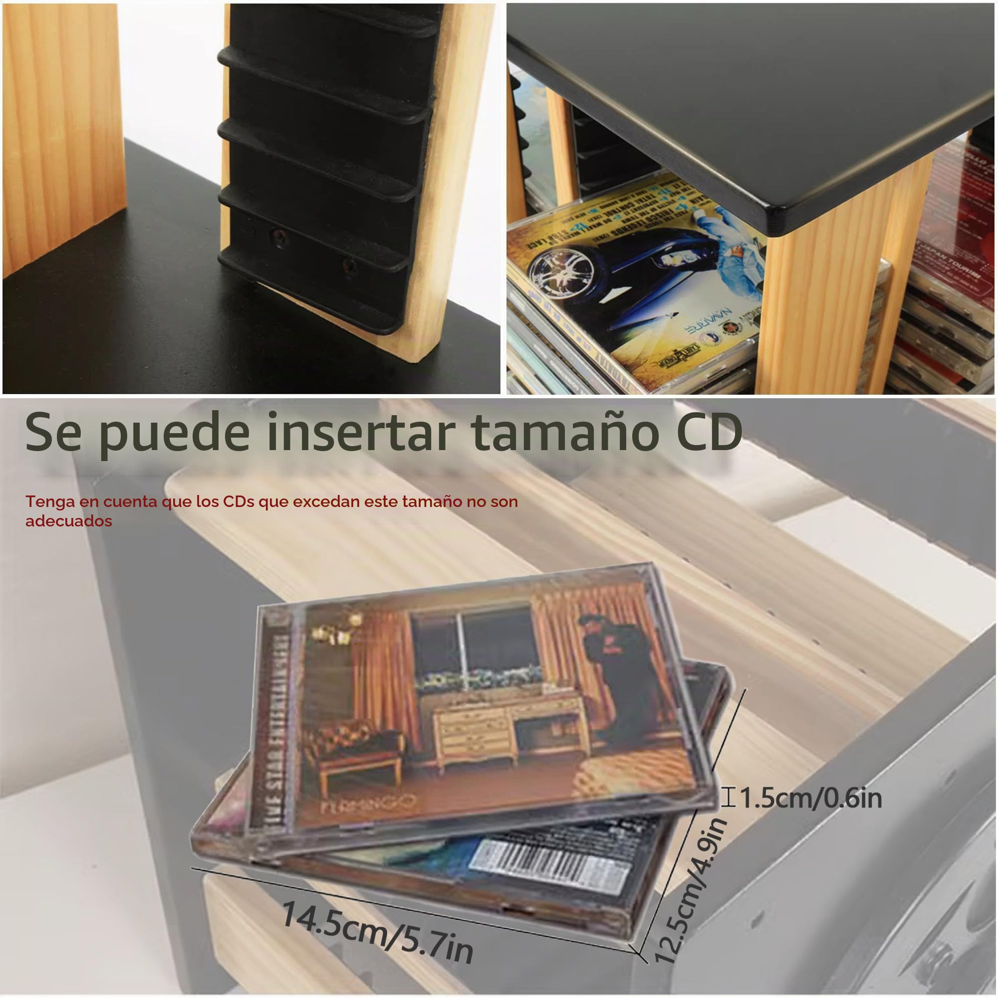 Giratorio Soporte para Casetes Expositor de CD 48 Ranura Soporte para CD Organización para Encimera Cocina Baño Armario