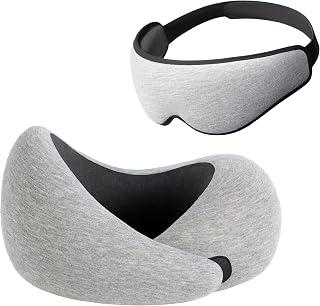 Ostrichpillow Travel Kit - Go Neck Pillow with Premium Memory Foam, 360º Ergonomic Design, Eye Mask with 100% Blackout, No Pressure On Eyes, Soft & Breathable, Adjustable Fit, Includes Travel Bags