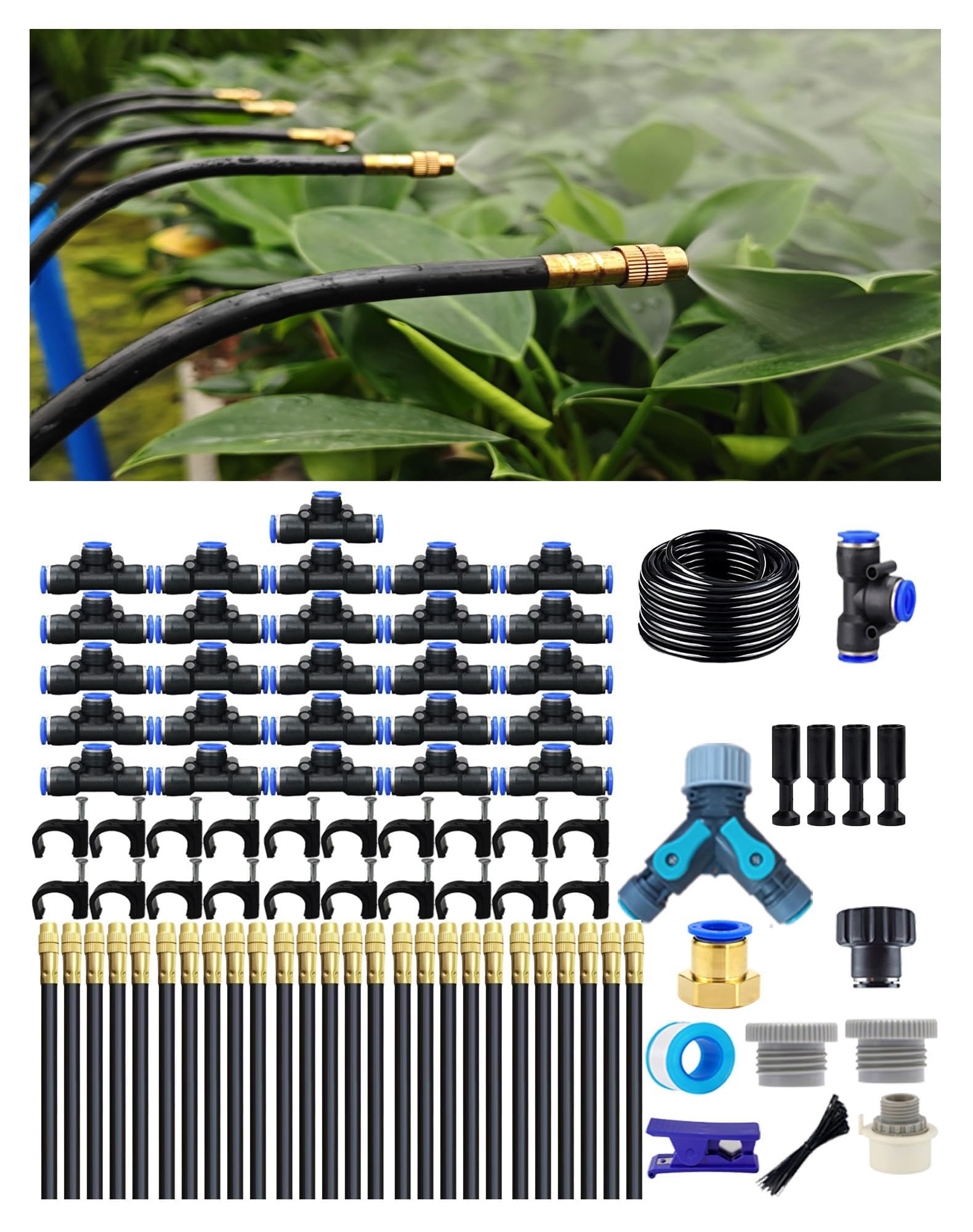 Drip Irrigation System,Automatic Garden Watering System, 360 Degree Adjustable Garden Sprinkler, High Output Mist Spray Nozzle for Potted Plants
