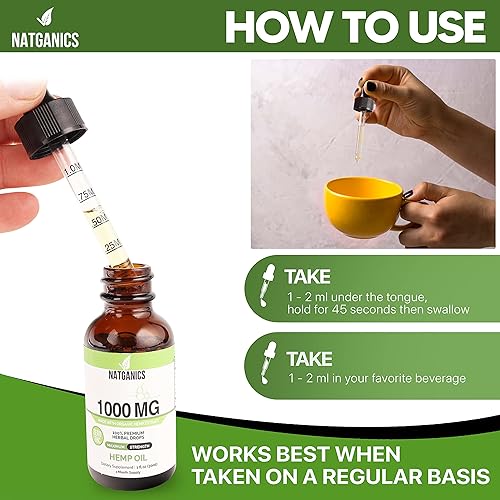 Miniatura 9 de Aceite de cáñamo orgánico de 1000 mg  Gotas de aceite de cáñamo ultra premium de 1000 mg  Tintura de extracto de aceite de cáñamo natural  Gotas