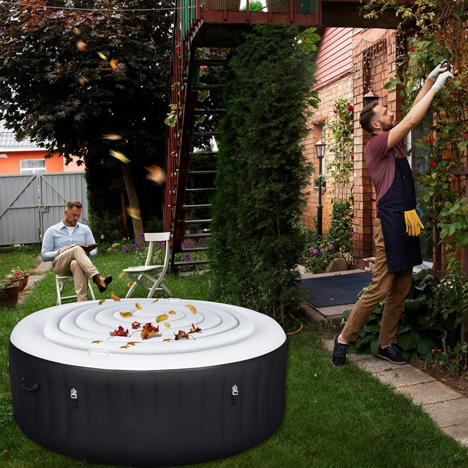162CM Aufblasbare Abdeckung Whirlpool,Aufblasbare Poolabdeckung Mit 2 Handhaben,Verdicken Thermoabdeckung,Aufblasbarer Whirlpool FüR Den AußEnbereich Whirlpool ZubehöR(Style 3)
