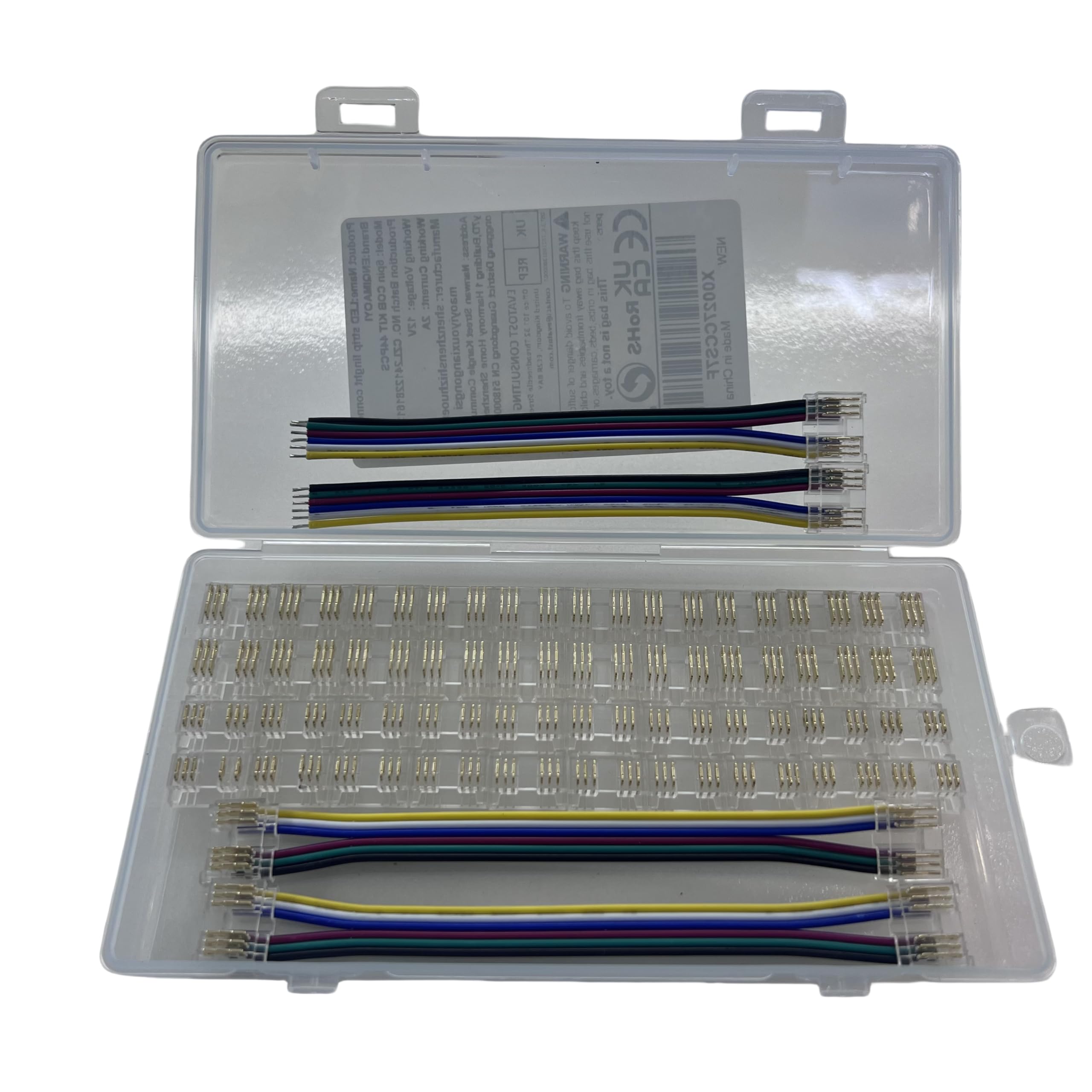 ENQIMAOYI 44pcs 6pin COB LED Strip Light Connector kit 6-pin 12mm/0.47in Gapless Solderless Connector,4pcs LED Connector+Cable Wire for RGB CCT COB LED Strip Lights