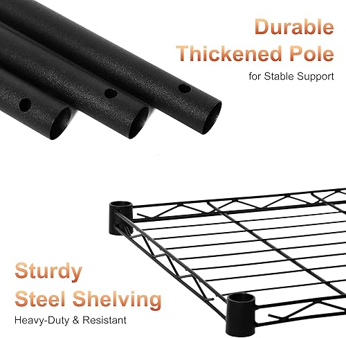 Miniatura 5 de Whitmor Estantería de 5 niveles de metal resistente, capacidad de 400 libras por estante, 2000 libras en total, fácil montaje, 18 pulgadas de largo