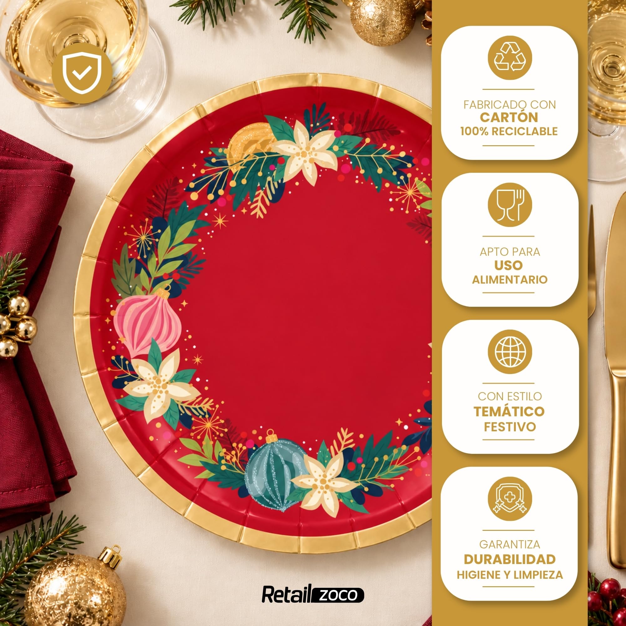 Platos de cartón, Platos Desechables cartón, Diseño Navideño, 12 Unidades - imagen 3