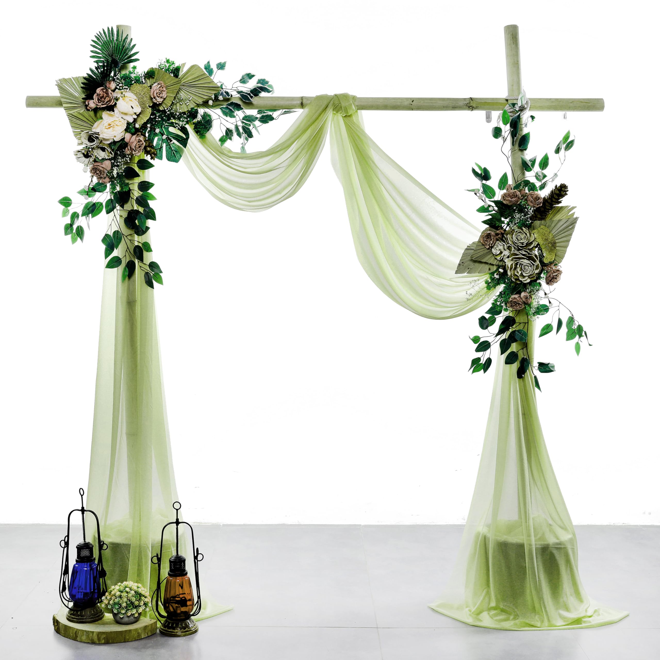 VDS Pack of 1 Panel (30 Inch X 30 Feet) Wedding Arch Draping Fabric Sheer Chiffon Fabric Drapery for Wedding Ceremony Reception Swag Backdrop Canopy Chuppah ARBO Altars Decoration (Sage Green) — image 1