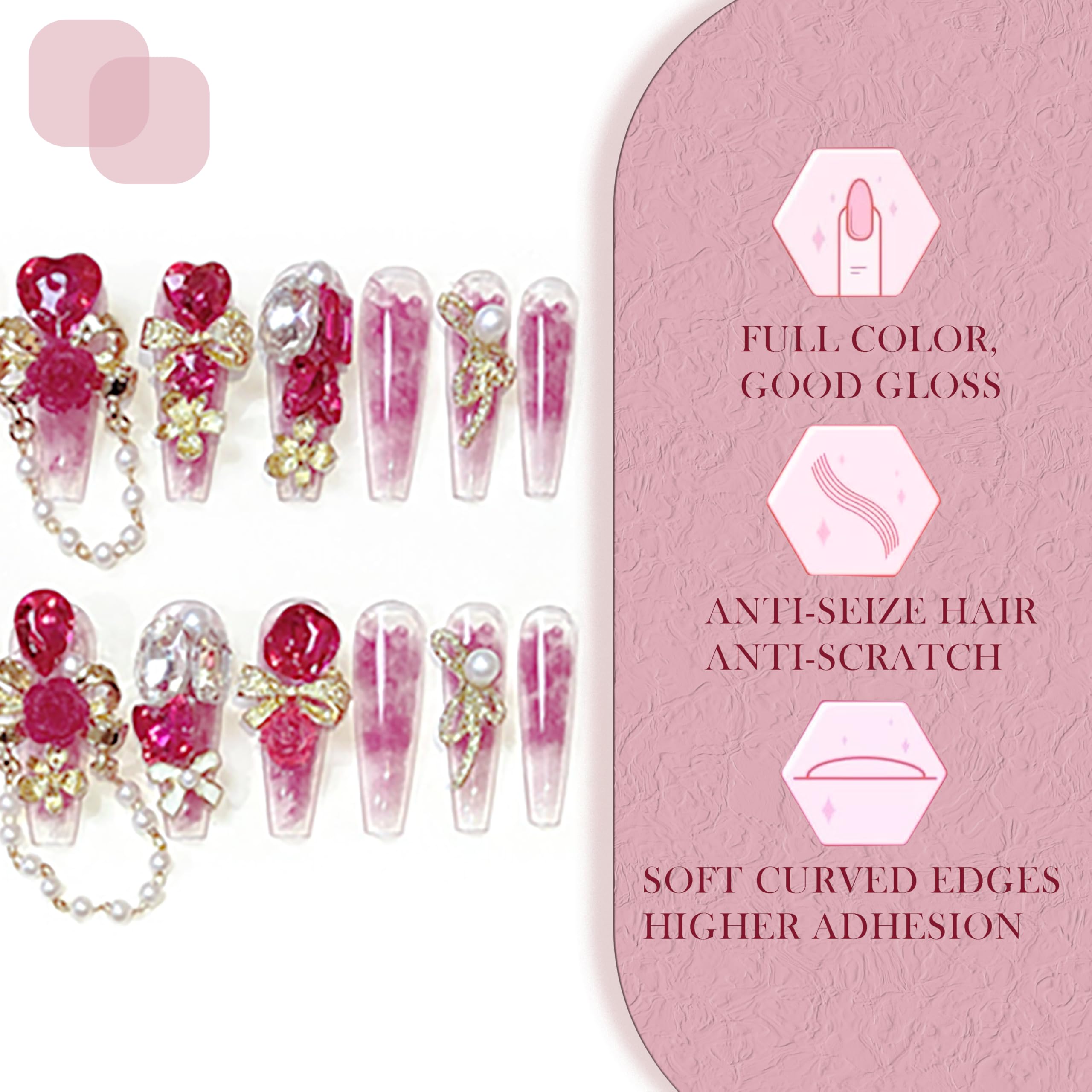 Luxurious Handcrafted 3D Gemstone Press-On Nails - Image 4