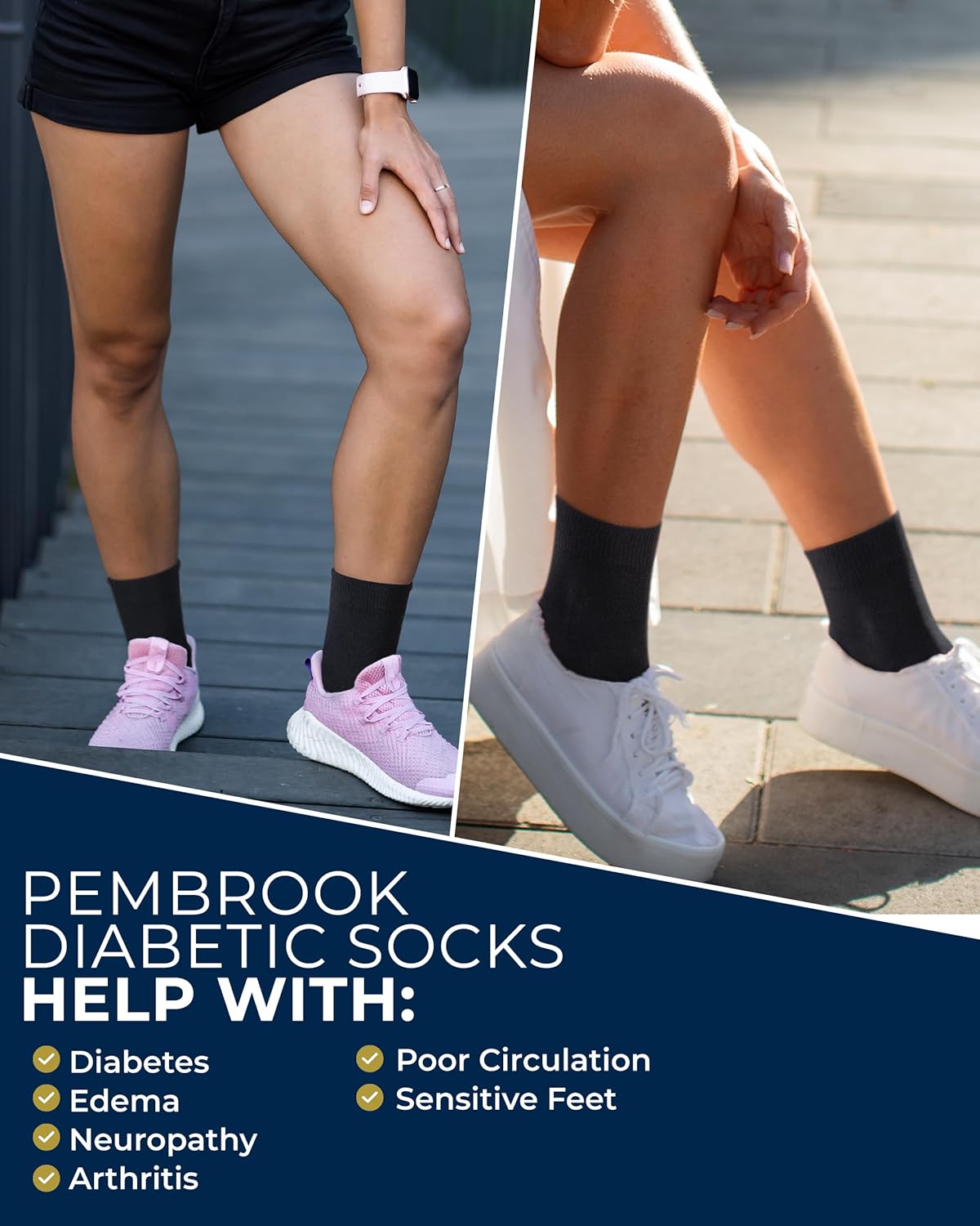 Pembrook Ankle Diabetic Socks for Women & Men - 6 Pairs | Breathable Bamboo Viscose | Wide Non Binding Socks Women, Loose Fit - Image 4