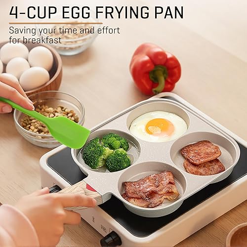 Miniatura 2 de MyLifeUNIT Sartén para huevos de 4 tazas antiadherente, sartén para huevos fritos para desayuno, panqueques, hamburguesas, sándwiches, adecuada para