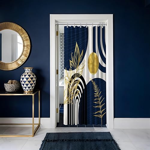 Miniatura 66 de Cortina de ducha moderna de mediados de siglo en blanco y negro, cortinas de ducha para hombre, juego de decoración de baño para hombres, patrón