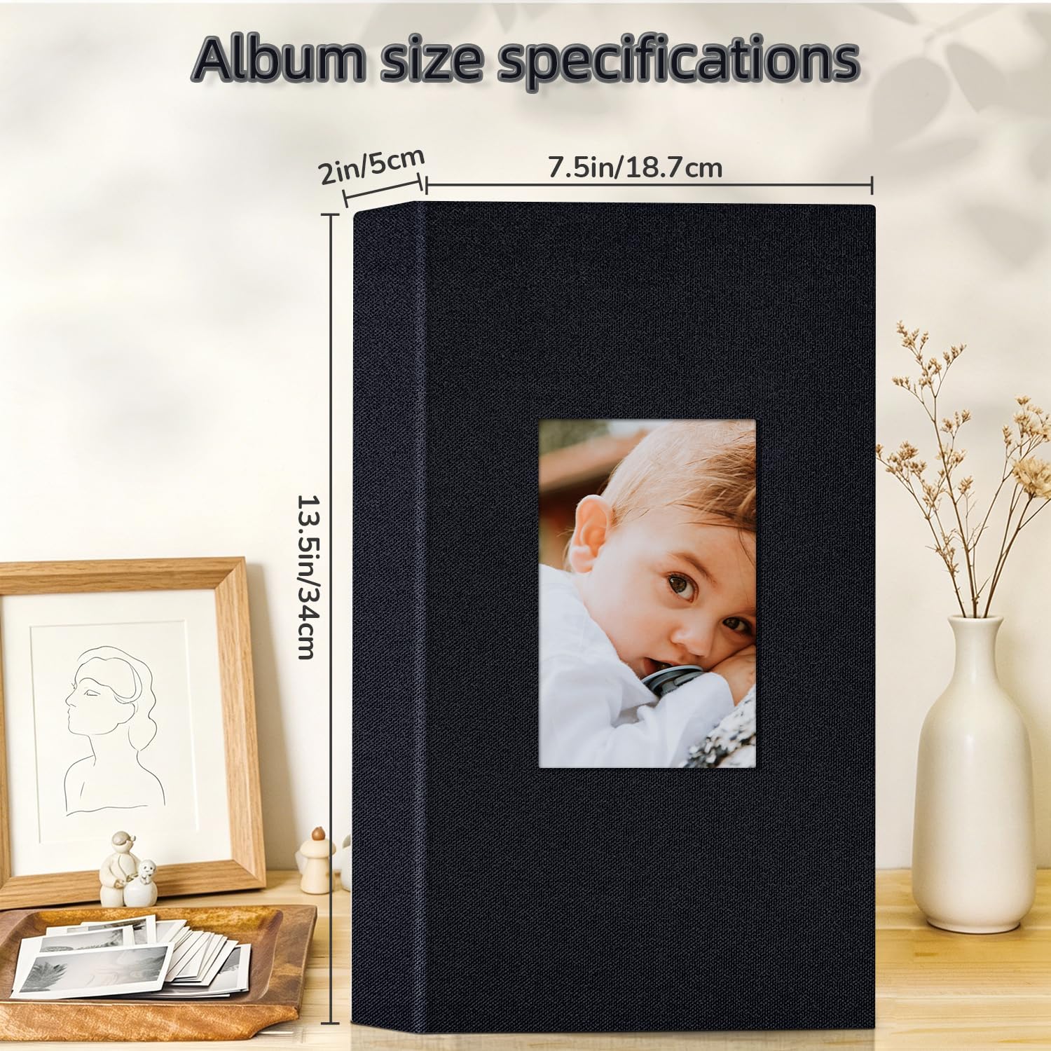 Popotop Album na zdjęcia, lniana okładka, fotoksiążki z 300 poziomymi kieszeniami, wsuwane albumy na zdjęcia dla rodziny, na rocznicę ślubu, zdjęcia z wakacji dziecka, 4 x 6-300 cm