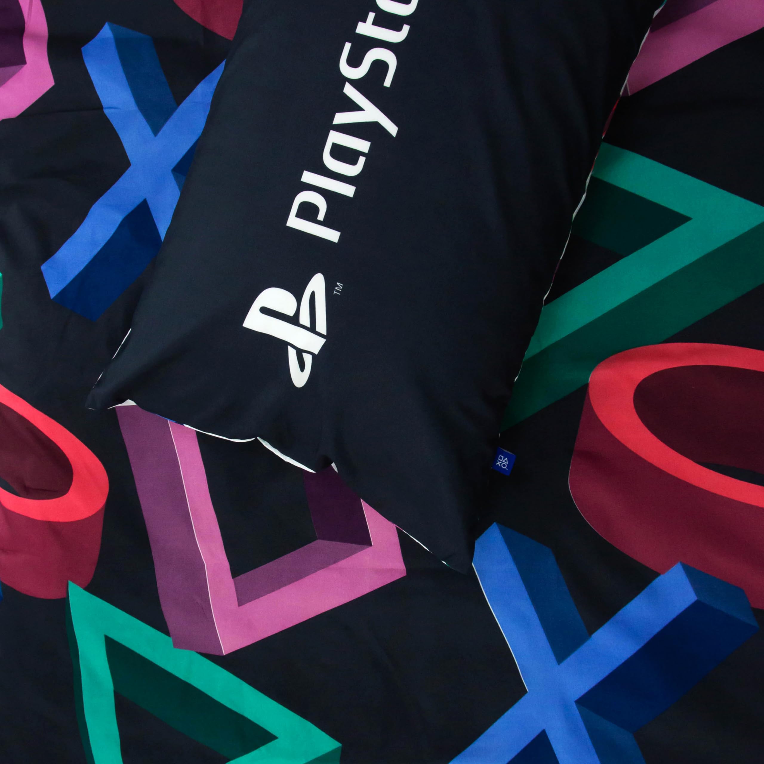 PlayStation - Set copripiumino singolo ufficiale, design astratto, reversibile, 2 lati, prodotto ufficiale, con federa coordinata, trapunta per letto singolo