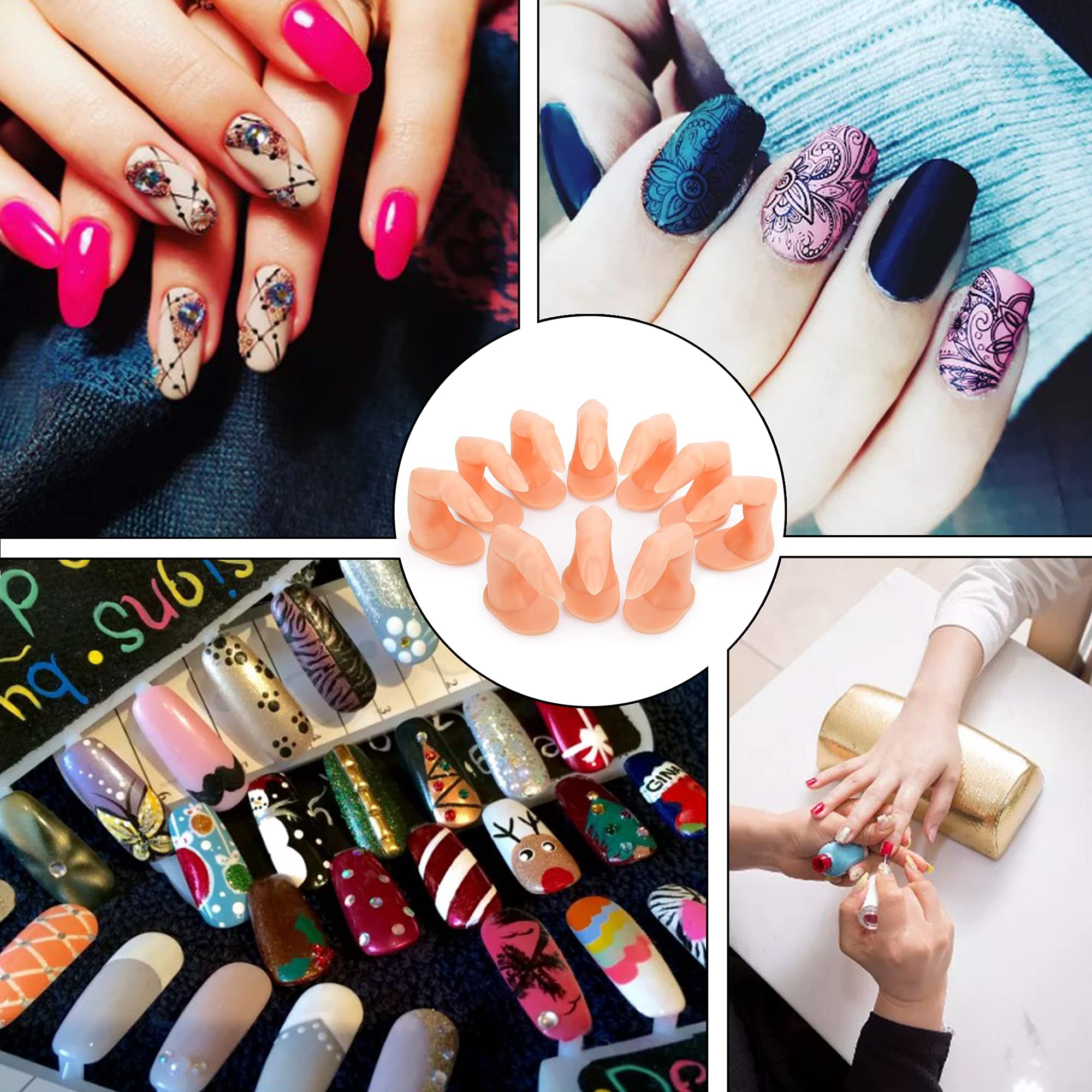 10 Sztuk fałszywe palce rąk i palców, Manicure ćwicz palec, Plastikowy model palca, Praktyka zdobienia paznokci, Palce Pleśń, Palec treningowy do sztucznych paznokci, Praktyka zdobienia paznokci