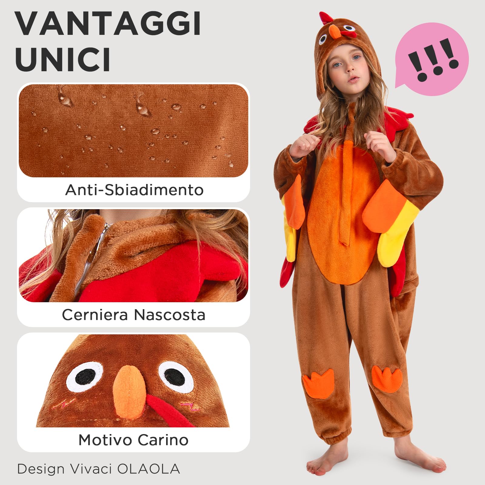 OLAOLA Pigiama Intero per Bambini Bambine Unisex Morbido Onesie Costume da Animale Pigiama per Carnevale Halloween Natale