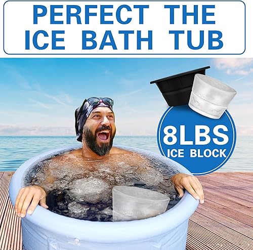 Miniatura 7 de YUBIRD Molde de bloque de hielo extragrande, moldes de silicona para cubitos de hielo para enfriadores de baño de hielo, cubo de hielo redondo,