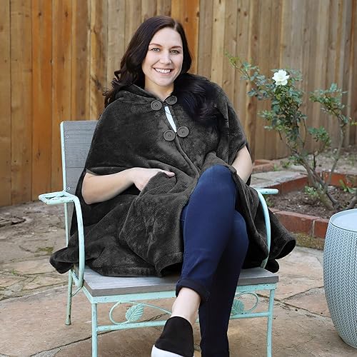 Miniatura 3 de Catalonia Capa de poncho para mujer abrigo de forro polar sherpa manta cómoda con capucha idea de regalo para adultos y adolescentes