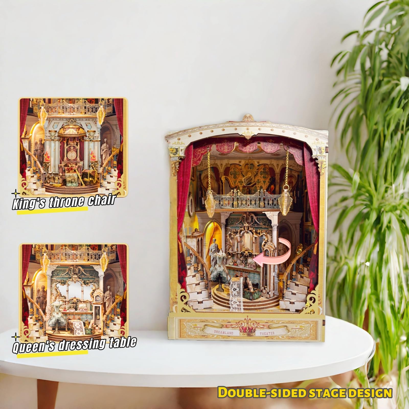 Dreamland Theatre Book Nook - Kit fai da te - Diorama classico in miniatura con palcoscenico rotante e funzione musicale, modellino artistico fatto a mano per adulti