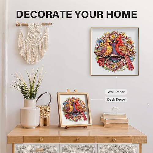 Miniatura 7 de Rompecabezas de madera para adultos, rompecabezas de madera cardenal con formas únicas de animales y caja de rompecabezas de madera, rompecabezas de