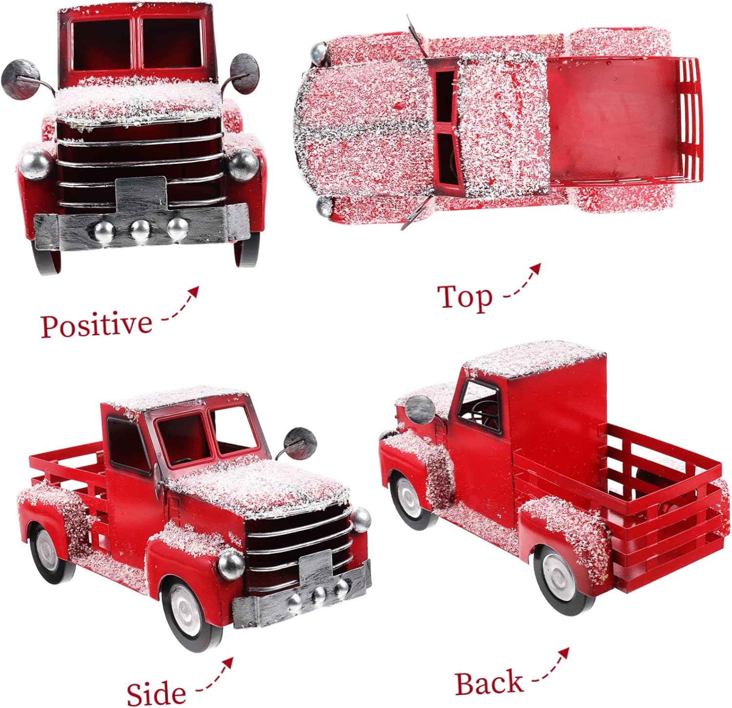 Truck Metal Sculpture Decorative Xmas Ornament for Holiday Desktop Decor Festive Car Model for Christmas Themed Display and Photography Prop