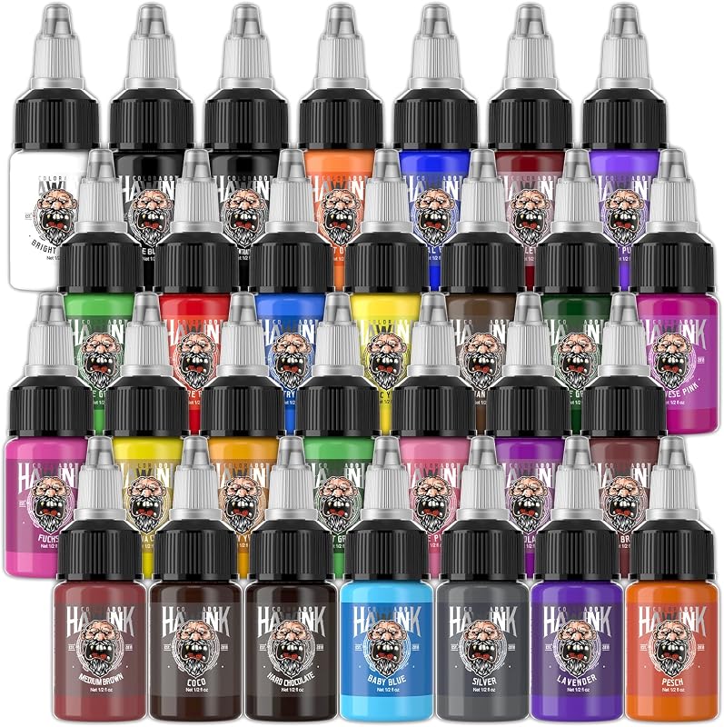HAWINK Kit de Tintas para Tatuagem TI203-15-28 com 28 Cores, 15 mL por Frasco