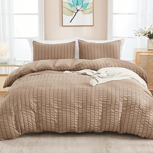 AveLom Juego de funda de edredón de sirsaca tamaño Queen (90 x 90 pulgadas), 3 piezas (1 funda de edredón, 2 fundas de almohada), microfibra lavada