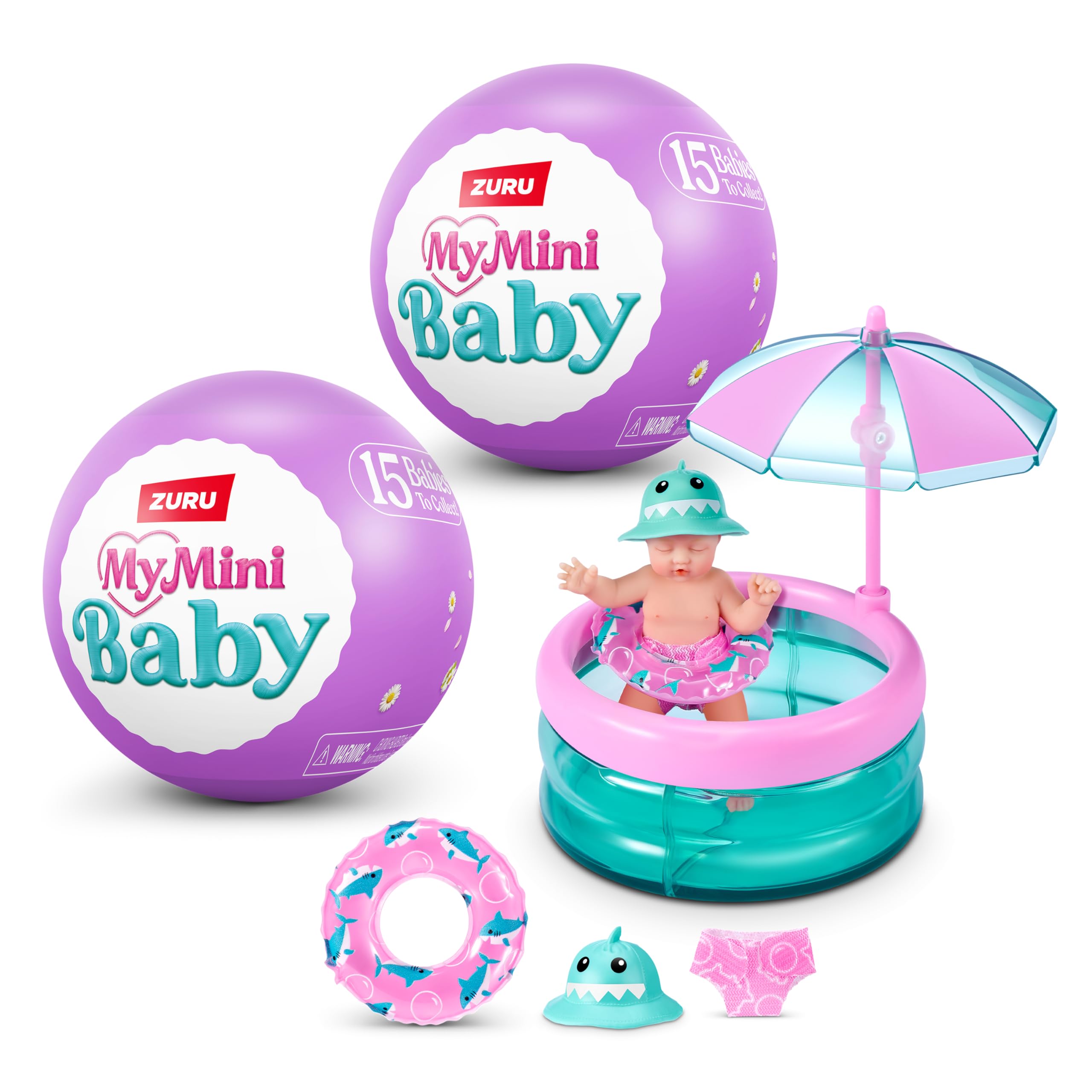 My Mini Baby Serie 2 (2 Kapsel) von ZURU, Überraschungskapsel zum Sammeln, Spielzeug für Mädchen, realistisches Mini-Baby, Spielset und Accessoires