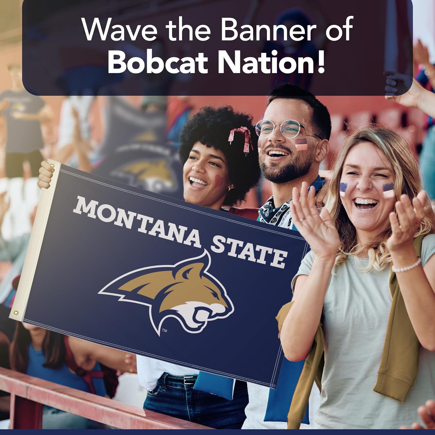 Montana State Bobcats College Sports Printed Flag - NCAA Licensed - Nylon - School Banner (Blue, White, Gold) (2' x 3') - Image 6