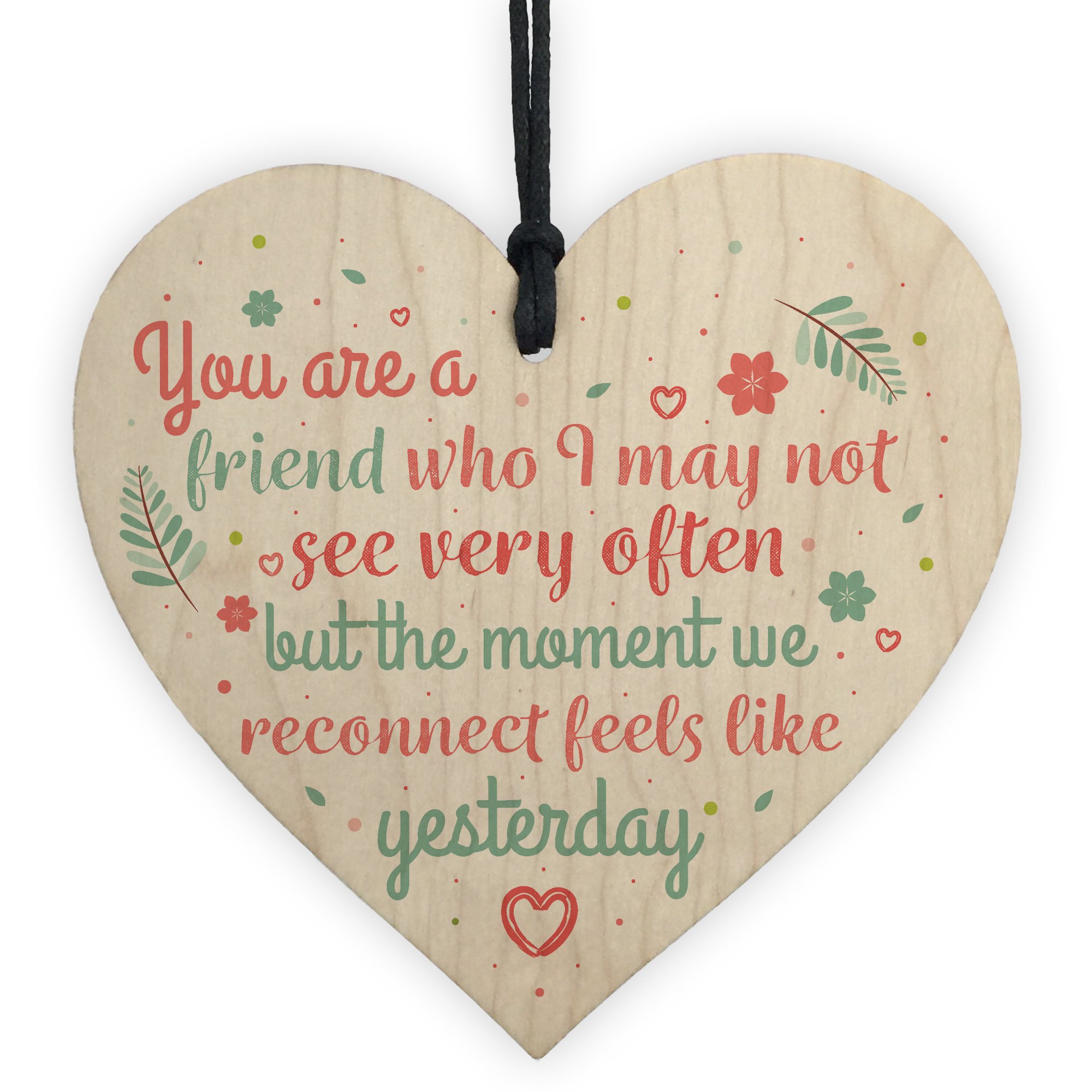 Red Ocean Friendship Best Friend Gift Wooden Hanging Heart Shabby Chic Plaque Birthday Thank You Gift For Her