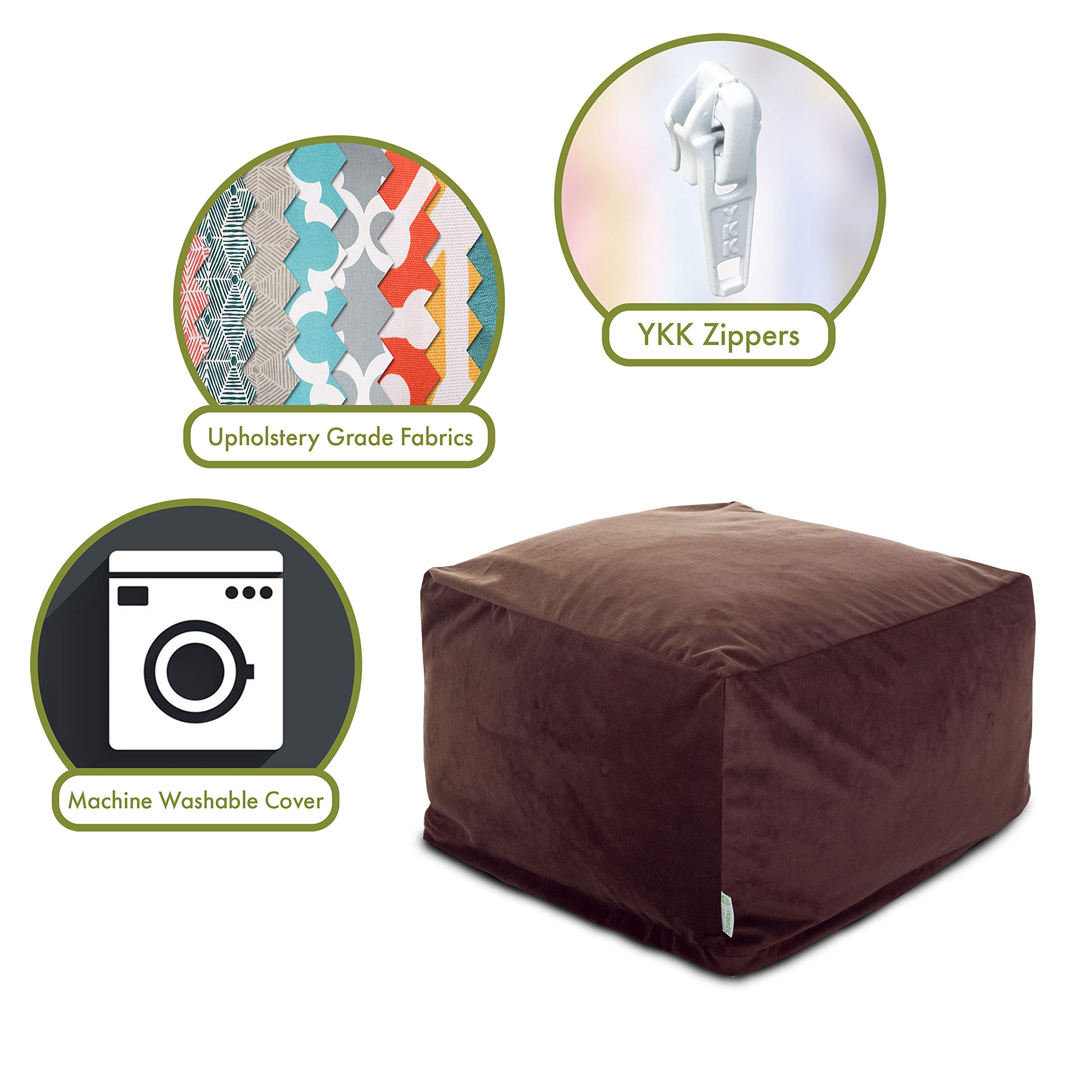 Majestic Home Goods Faux Suede Ottoman, Large, Dark Brown