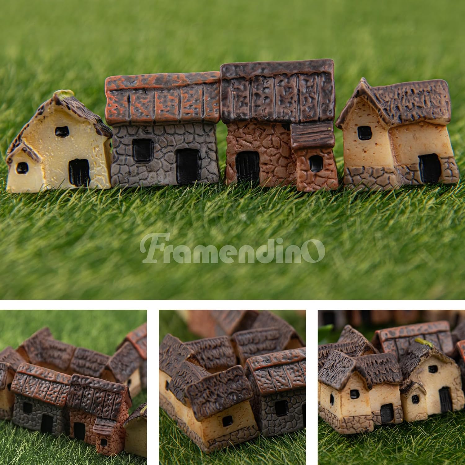 Framendino, 12 Pack Tiny Houses Fairy Garden House Miniature Gardenhouse Mini Resin Buildings