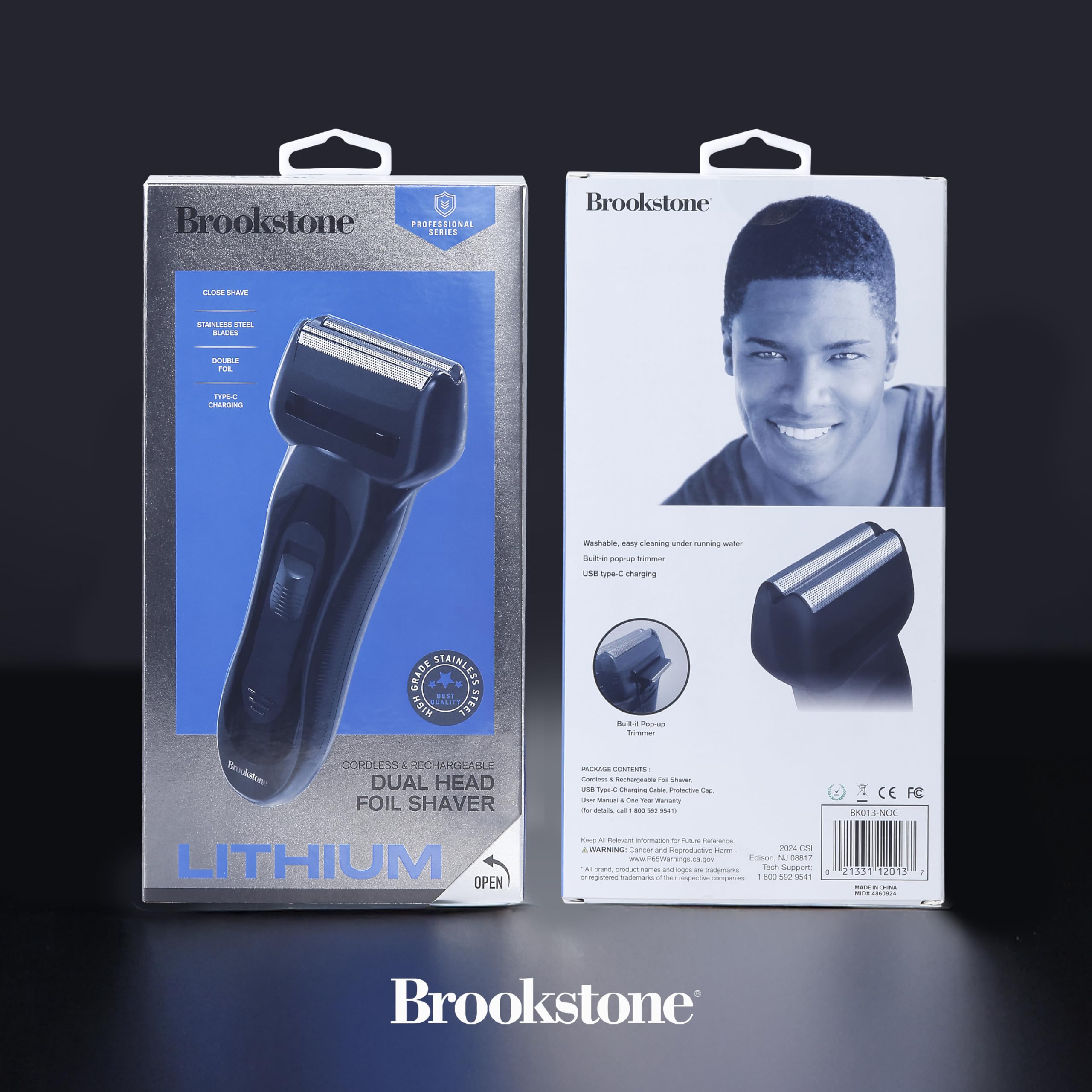 Brookstone - Electric Razor for Men, Foil Shaver, Precision Foil Blades, Comfortable Close Shave, Professional Quality (Black)