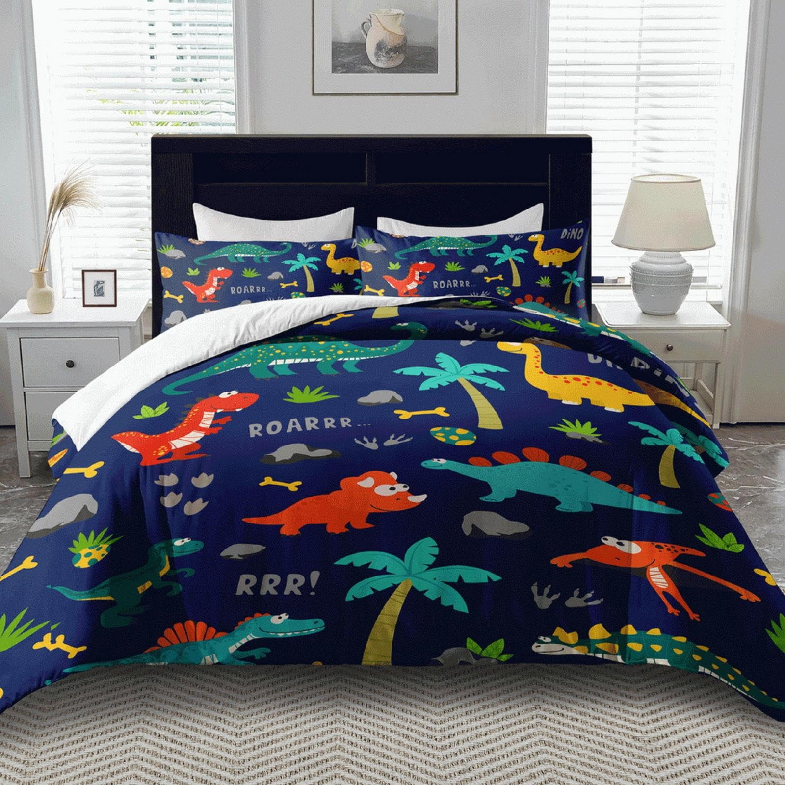 Parure de lit dinosaure respirante et douce pour un confort nocturne optimal au quotidien
