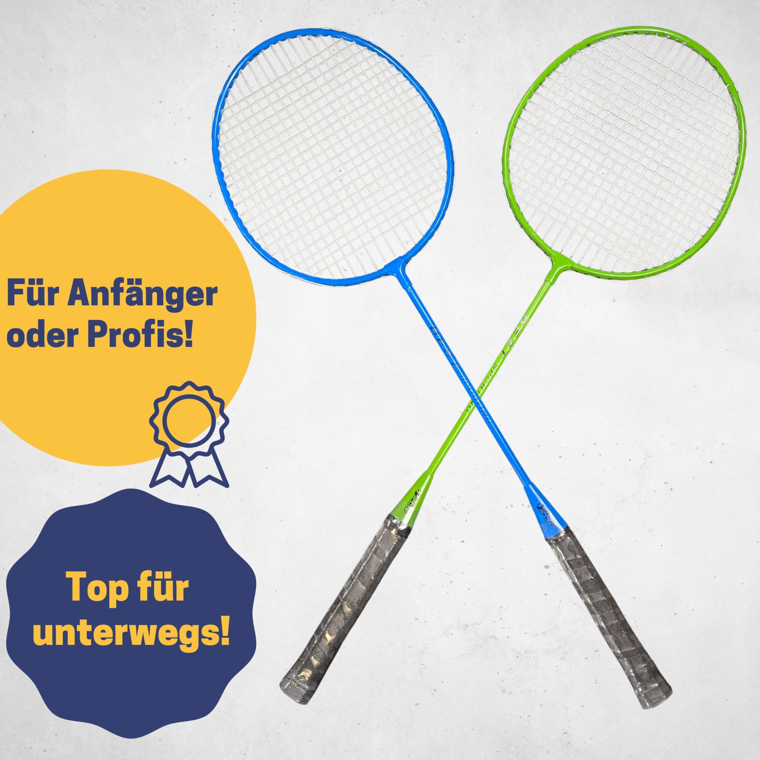 BEST SPORTING Federball Set Erwachsene und Kinder I Badminton Set bestehend aus Netz, 4 Schlägern, 2 Badmintonbällen und Tasche I Federball Set Kinder I Badminton Netz und Schläger für den Garten