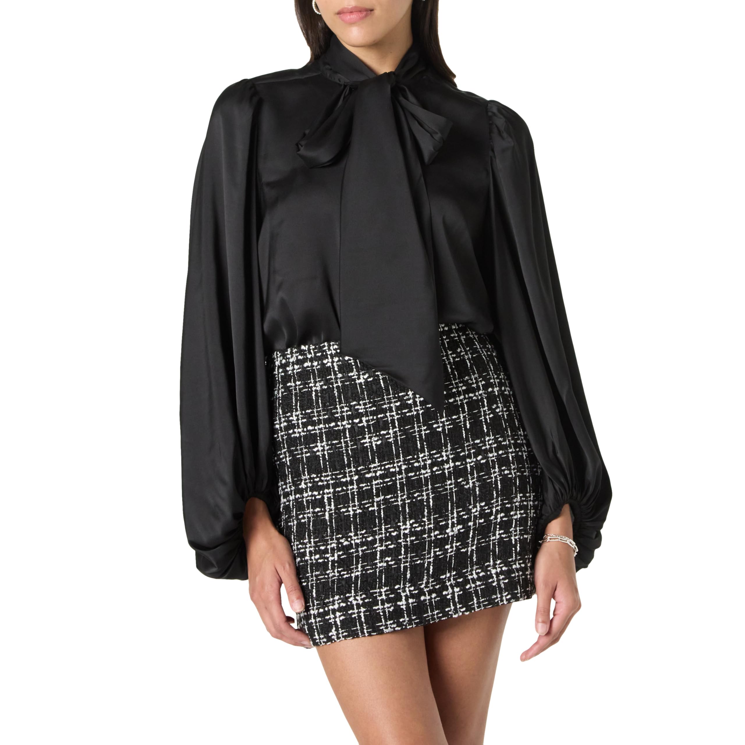 The Drop Women's Mindy Volumunious Sleeve Bow Blouse